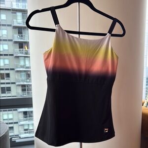 Fila Black and Orange Fitted Tank Top